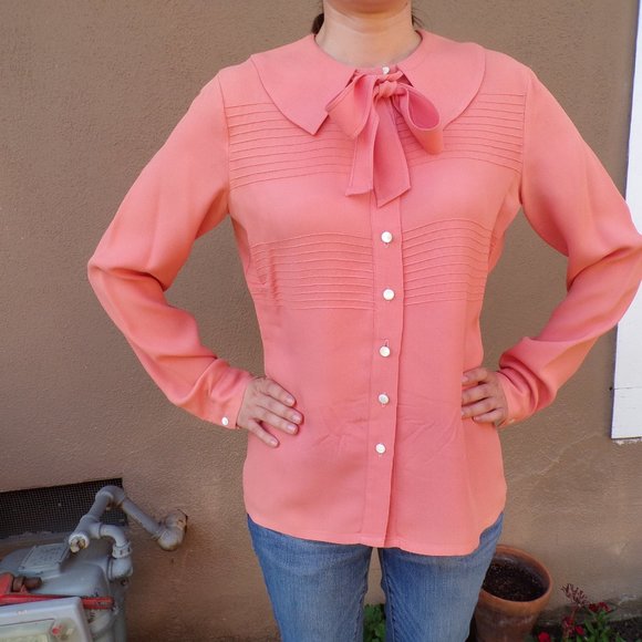 VINTAGE Cacharel Women's Peach Blouse - Picture 14 of 16